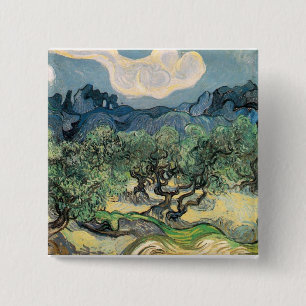 the olive trees,1889, Vincent van Gogh 15 Cm Square Badge