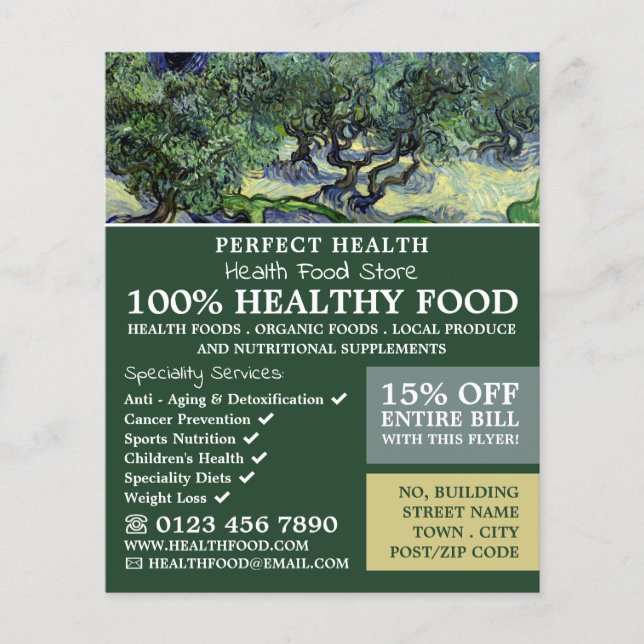 The Olive Trees, Van Gogh, Health Food Store Flyer (Front)