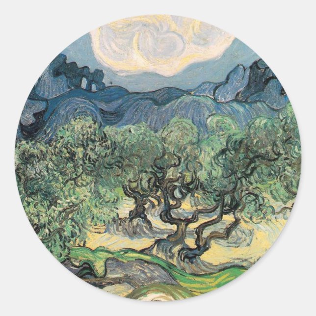 The Olive Trees, Vincent van Gogh Classic Round Sticker (Front)