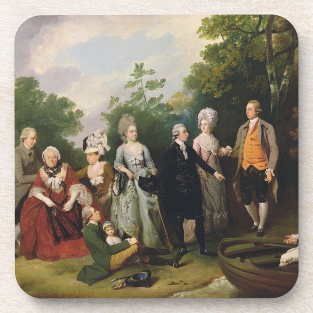 The Oliver and Ward Families in a Garden, c.1788 ( Coaster (Front)
