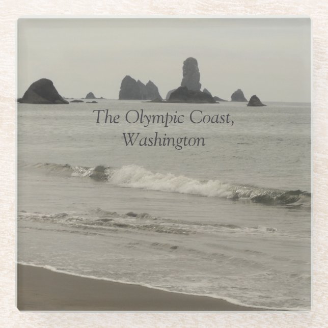 The Olympic Coast, Washington, Seascape Photo Glass Coaster (Front)