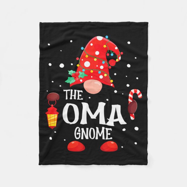 The Oma Gnome Matching Family Christmas Gnome Paja Fleece Blanket (Front)