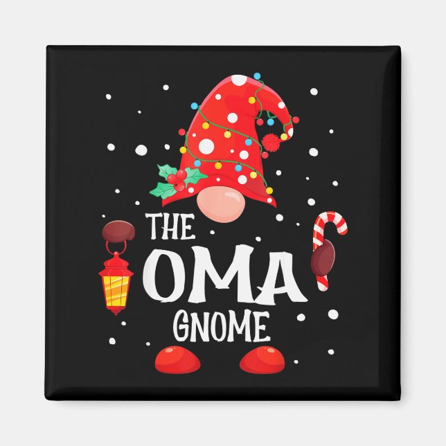 The Oma Gnome Matching Family Christmas Gnome Paja Magnet (Front)