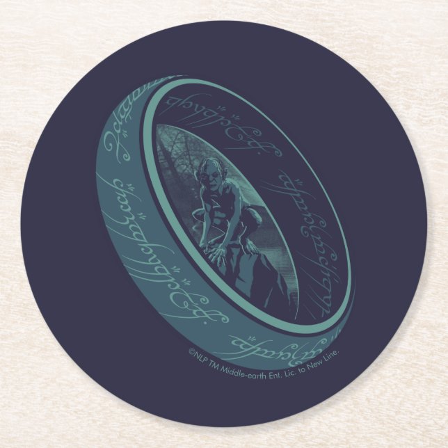 THE ONE RING™ GOLLUM™ Graphic Round Paper Coaster (Front)