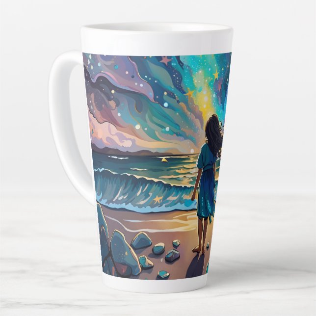 the one who seeks to pluck the stars.  latte mug (Left Angle)