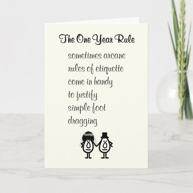 The One Year Rule - belated marriage congrats Card (Front)