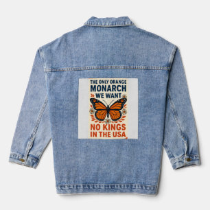 The Only Orange Monarch We Want No Kings in USA Denim Jacket