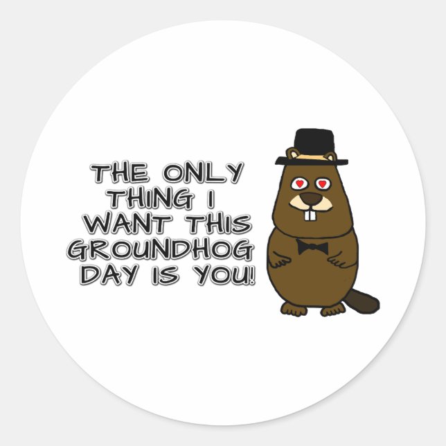 The only thing I want this Groundhog Day is you! Classic Round Sticker (Front)