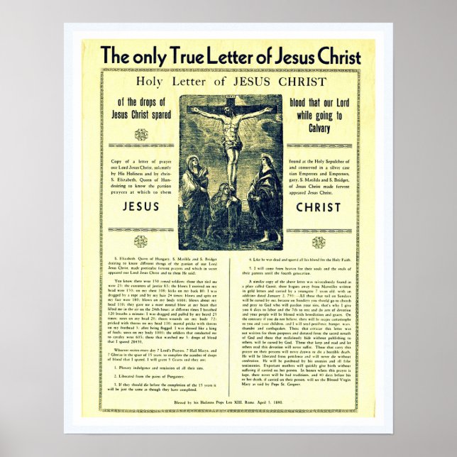 The Only True Letter of Jesus Christ Poster (Front)
