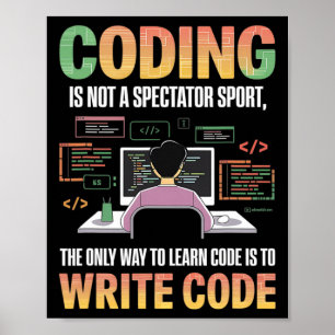 The Only Way To Learn Code Is To Code It Computer  Poster