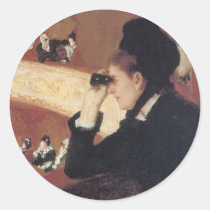 The Opera by Mary Cassatt, Vintage Impressionism Classic Round Sticker