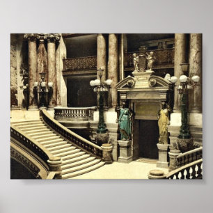 The Opera House, the grand staircase, Paris, Franc Poster