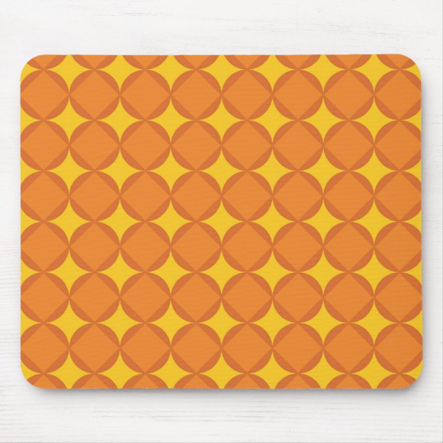 The Orange 70's year styling circle Mouse Mat (Front)