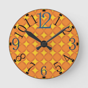 The Orange 70's year styling circle Round Clock