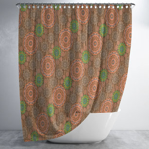 The Orange floral rainy scatter fibers textured pa Shower Curtain