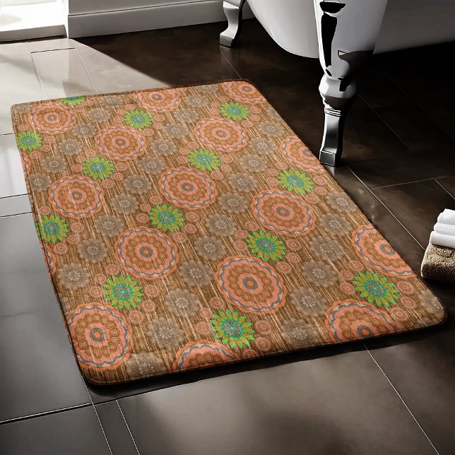 The Orange floral rainy scatter fibres textured Bath Mat (Creator Uploaded)
