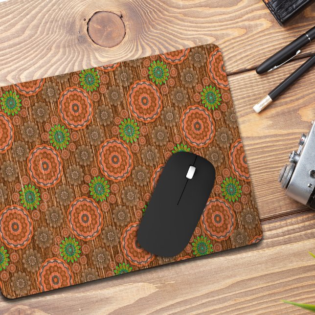 The Orange floral rainy scatter fibres textured Mouse Mat (Creator Uploaded)