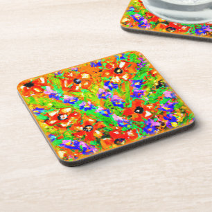 "The Orange Flowers" Cute Painting. Buy Now Coaster