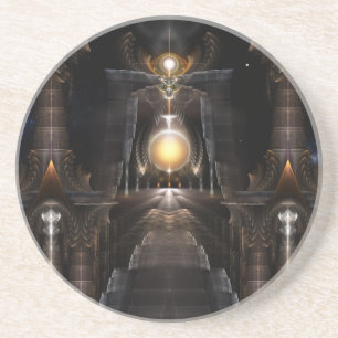 The Orb Of Acrellis Fractal Art Sandstone Coaster
