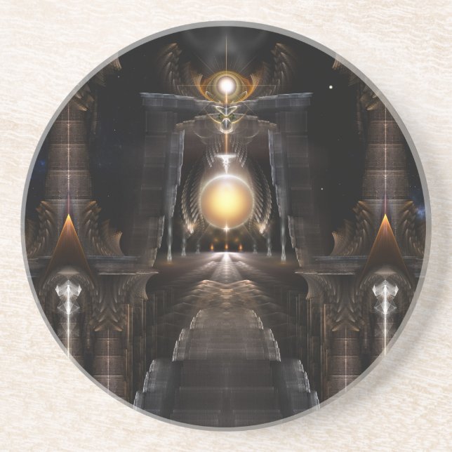 The Orb Of Acrellis Fractal Art Sandstone Coaster (Front)
