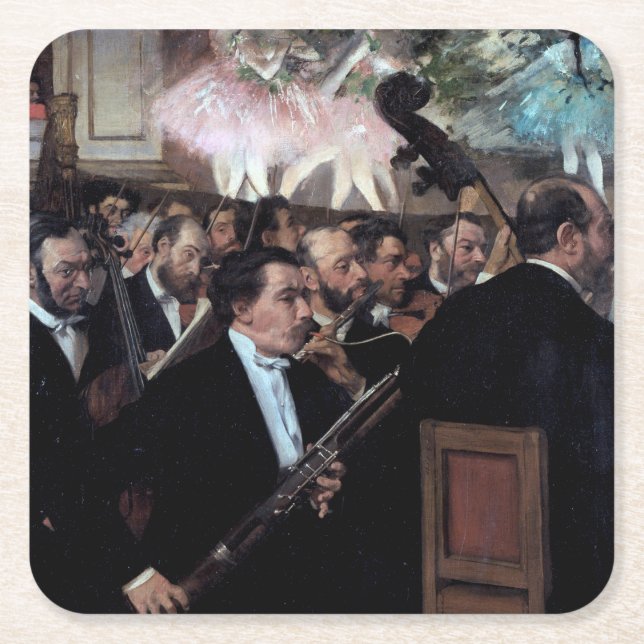 The Orchestra at the Opera, Edgar Degas Square Paper Coaster (Front)