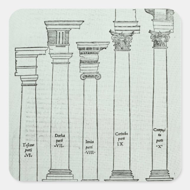 The Orders of Architecture Square Sticker (Front)