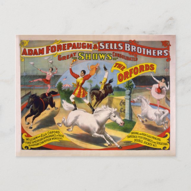 The Orfords - William & Ella Orford Circus Poster Postcard (Front)