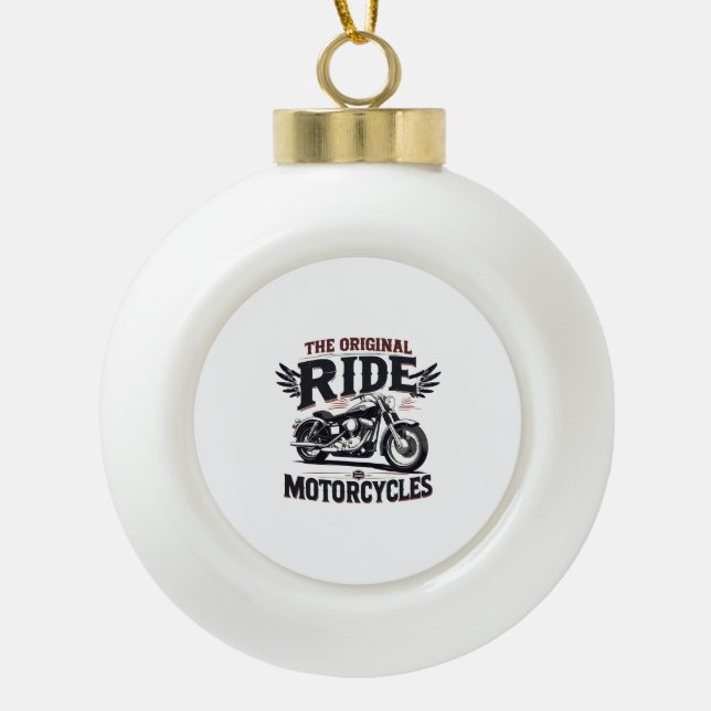 the orginal ride bike ceramic ball christmas ornament (Front)