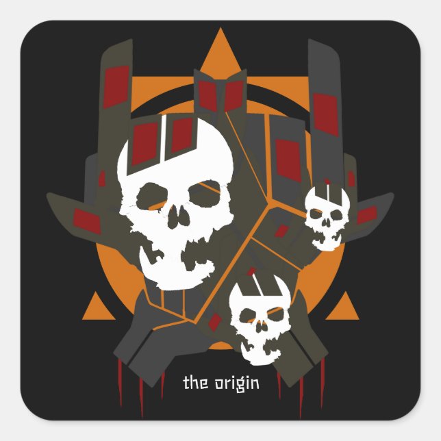 the origin I love You Hand Sign Hard Rocker Modern Square Sticker (Front)