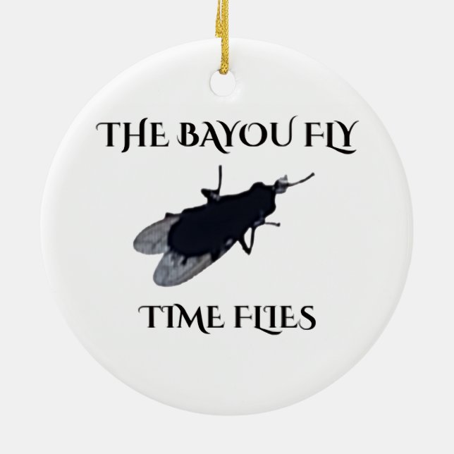 The Original Bayou Fly  Time Flies Ceramic Tree Decoration (Back)