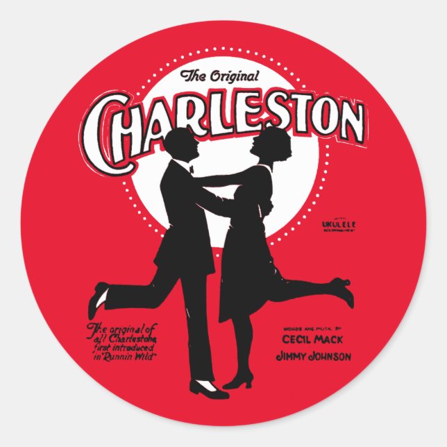 The Original Charleston Dance Sheet Music 1923 Classic Round Sticker (Front)