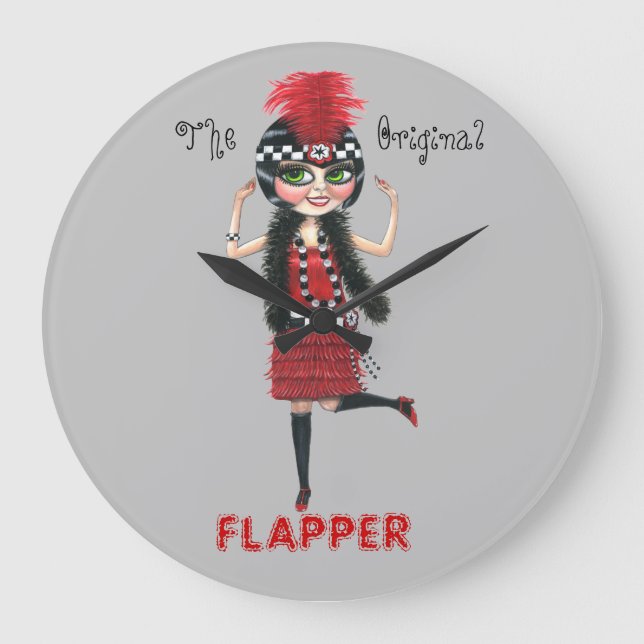 The Original Flapper Girl Roaring Twenties Cute Large Clock (Front)