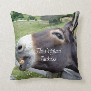 The Original Jackass Funny Donkey Mule Farm Animal Cushion
