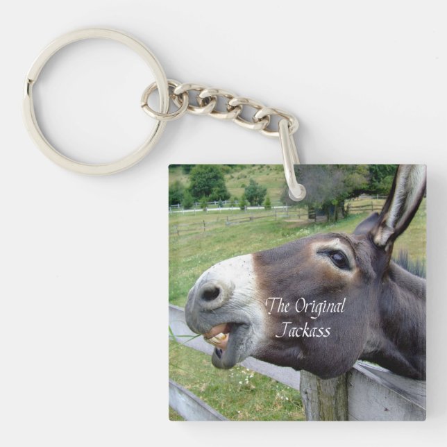 The Original Jackass Funny Donkey Mule Farm Animal Key Ring (Front)