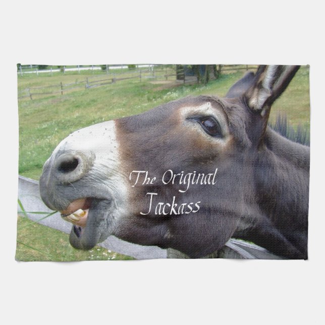 The Original Jackass Funny Donkey Mule Farm Animal Tea Towel (Horizontal)