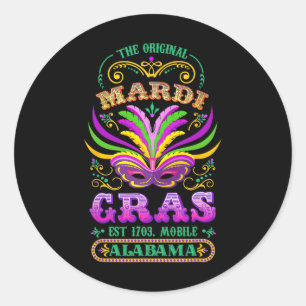 The Original Mardi Gras Mobile Alabyma 1703 Classic Round Sticker