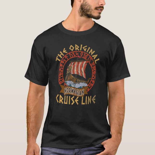 The Original Norwegian Cruise Line Viking Boat Dra T-Shirt (Front)