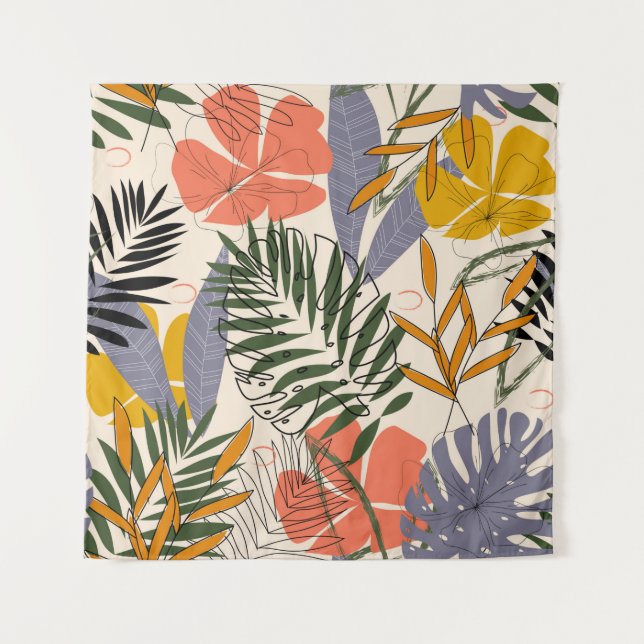 The original pattern with tropical leaves and plan tapestry (Front)