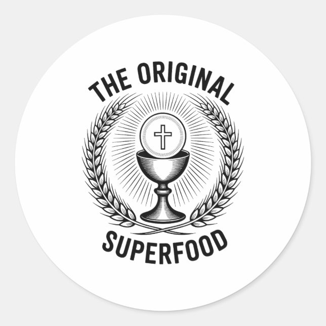 The Original Superfood Eucharist Catholic M  Classic Round Sticker (Front)