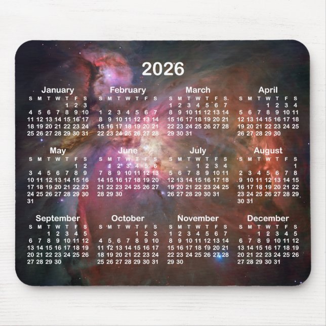 The Orion Nebula 2026 Calendar Mouse Mat (Front)