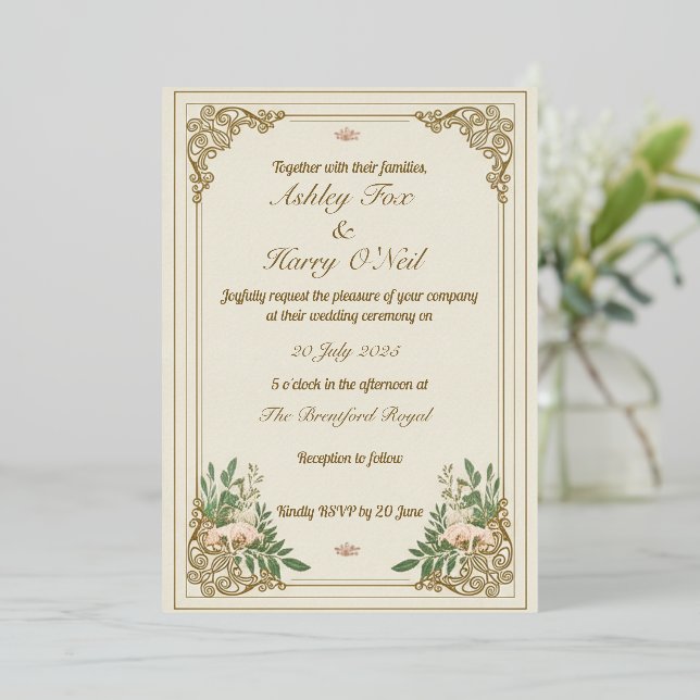 The Ornamental Flourish Wedding Invitation (Standing Front)