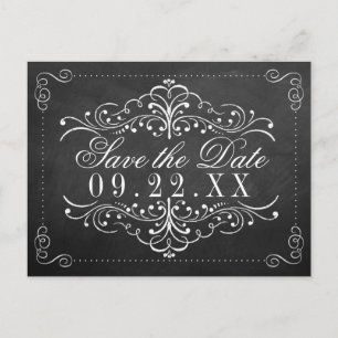 The Ornate Chalkboard Wedding Collection Announcement Postcard