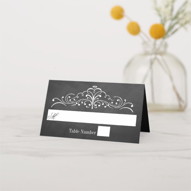 The Ornate Chalkboard Wedding Collection Place Card (Front)