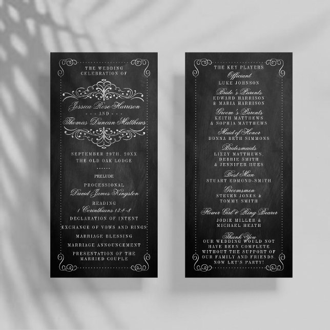 The Ornate Chalkboard Wedding Collection - Program Rack Card (Creator Uploaded)