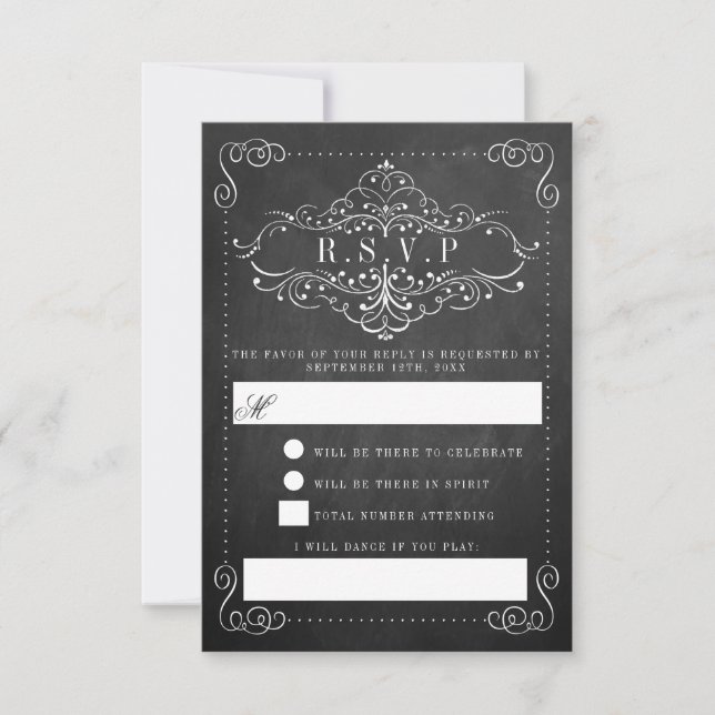 The Ornate Chalkboard Wedding Collection RSVP Card (Front)