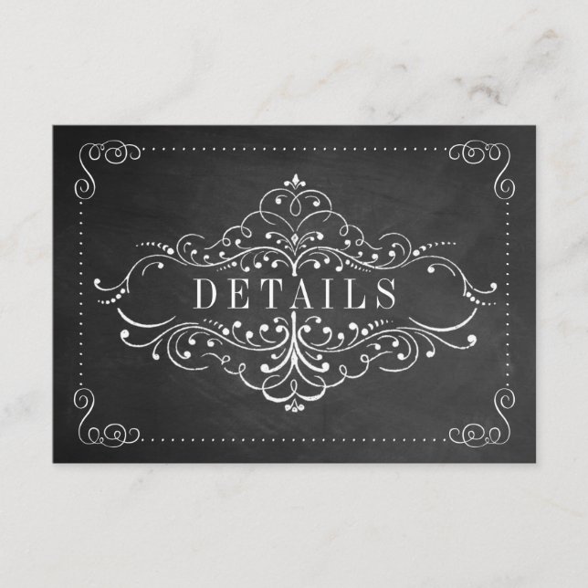 The Ornate Chalkboard Wedding - Detail Enclosure Card (Front)