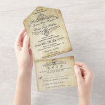 The Ornate Flourish Vintage Wedding Collection All In One Invitation<br><div class="desc">Celebrate in style with these elegant and very trendy all in one wedding invitations with easy tear off RSVP. This design is easy to personalise with your special event wording and your guests will be thrilled when they receive these fabulous invites. Matching wedding items can be found in the collection....</div>