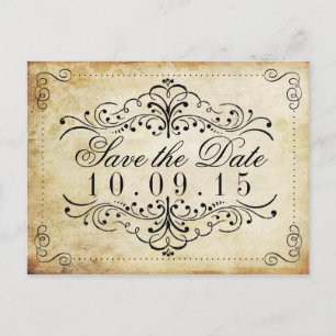 The Ornate Flourish Vintage Wedding Collection Announcement Postcard