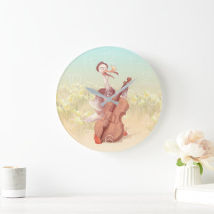 The Ostrich Playing the Cello Large Clock