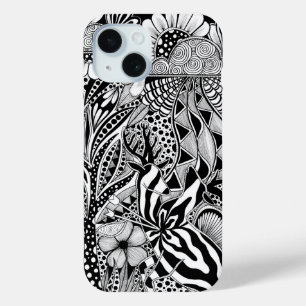 The other side – Black and White Hand-Drawn Art iPhone 15 Case